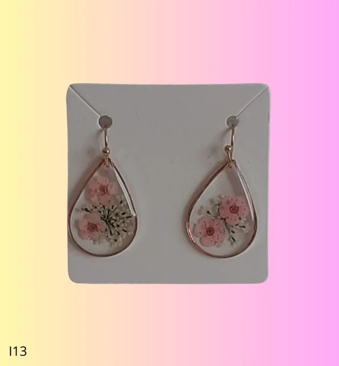 Boucles d'oreilles fleurs rose pâle